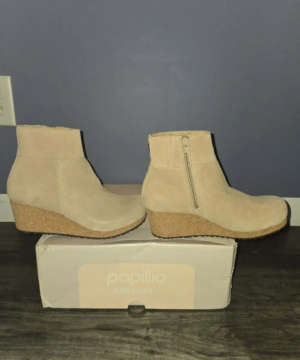 New Birkenstock papillio ebba wedge booties warm sand sz 37